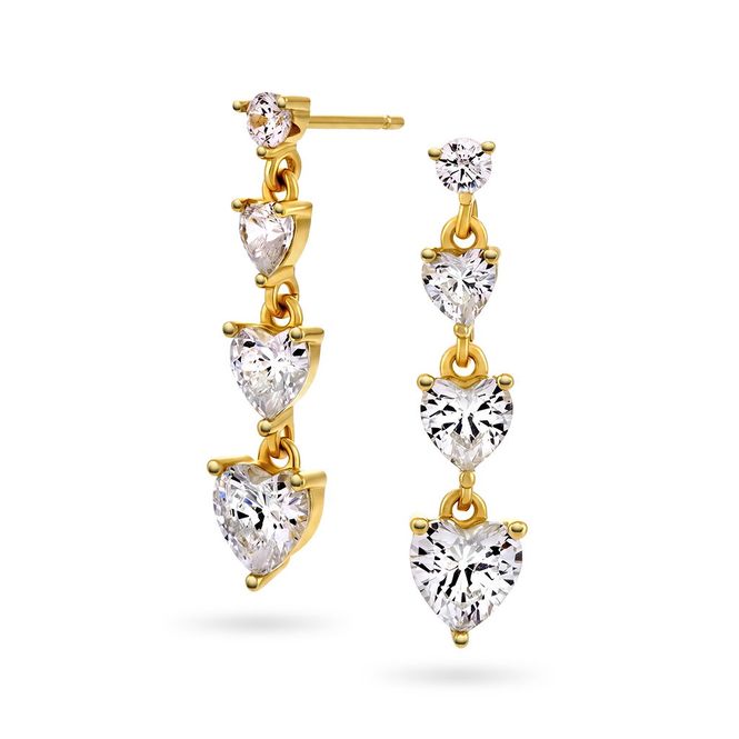 Hovedbilde Glam Pan Jewelery Glitz hearts øredobber i forgylt sølv med hvit zirkonia 992739