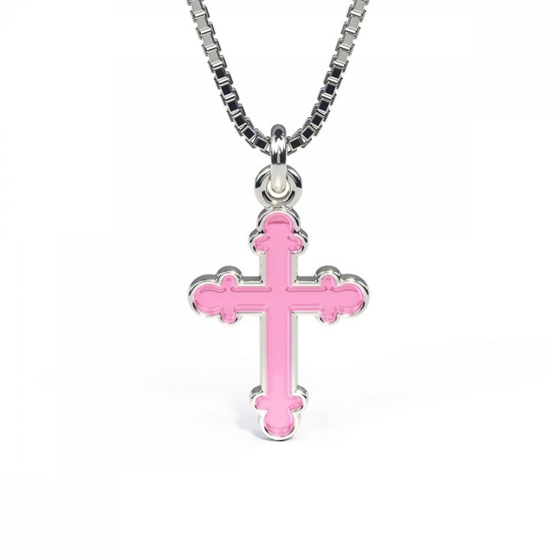 Halskjede i sølv - Rosa kors 770401