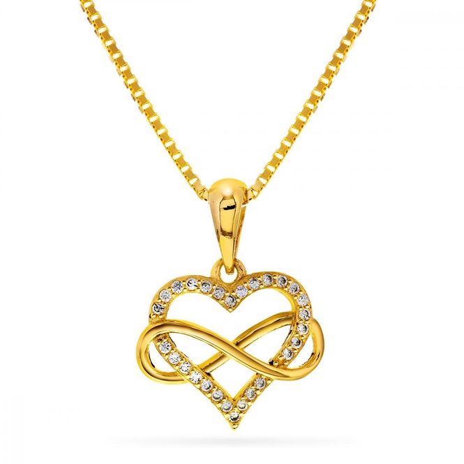 Hovedbilde Smykke hjerte forgylt sølv zirkonia 67681