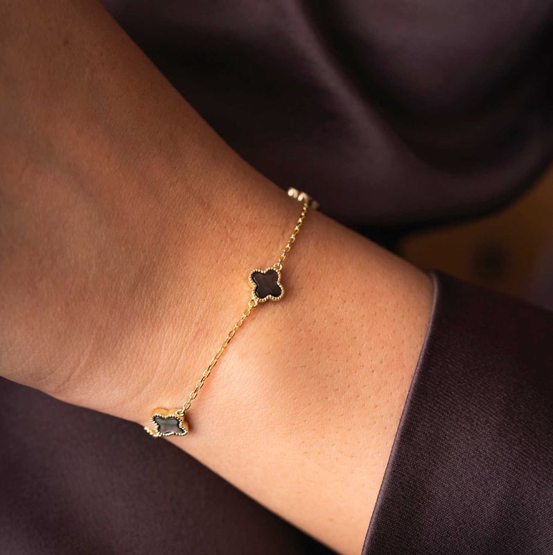 Kløver armbånd i sølv grå perlemor 992039