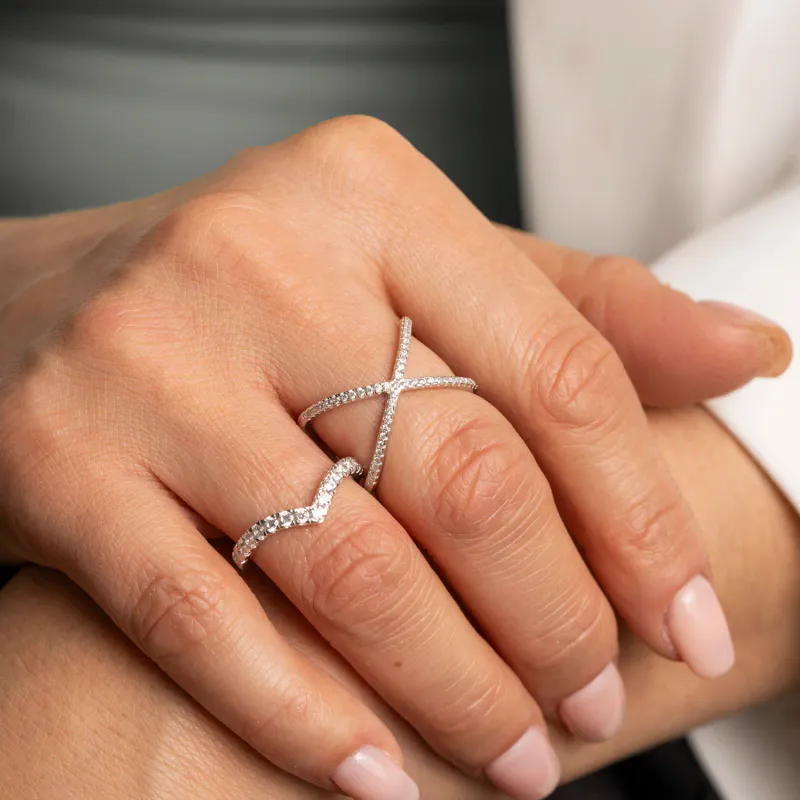 X-ring rhodinert sølv med zirkonia 991874