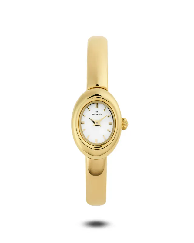 Belle Oval Petite Bangle Watch Gullfarget stål / Hvit / Large