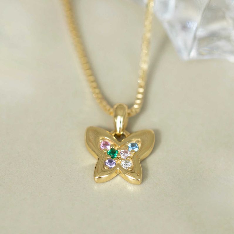 Smykke i sølv med zirkonia sommerfugl 25350