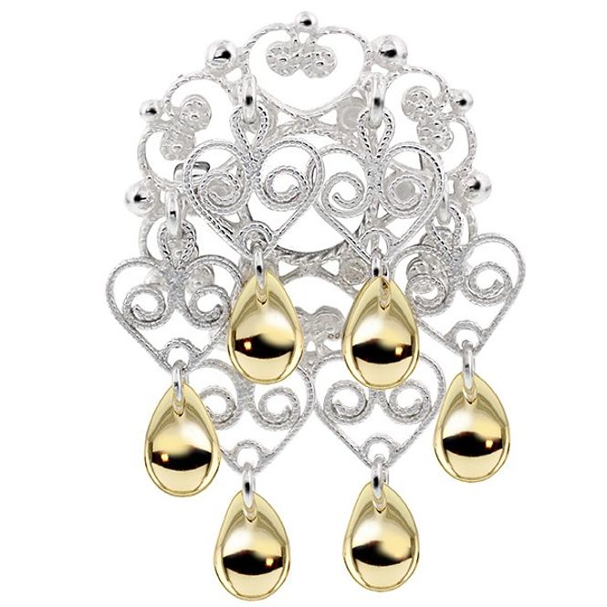 Hovedbilde Sølje hvit sølv med forgylte løv 61013