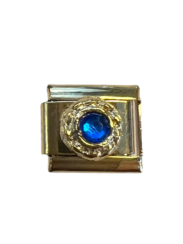 Ledd til Leddarmbånd - Gullfarget med blå stein