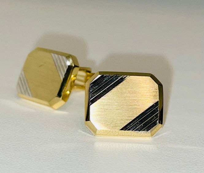 Hovedbilde Mansjettknapper gult og hvitt gull 76030