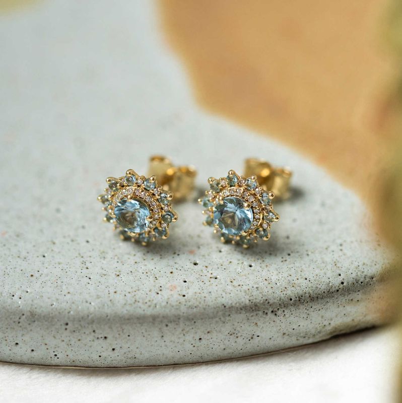 Øredobber i gult gull med diamanter 0,08 ct 59636