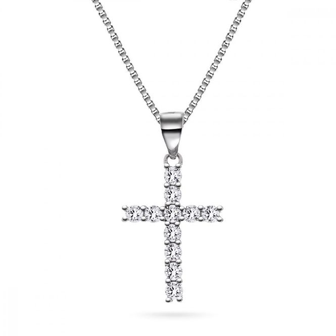 Hovedbilde Smykke kors sølv med zirkonia 66021