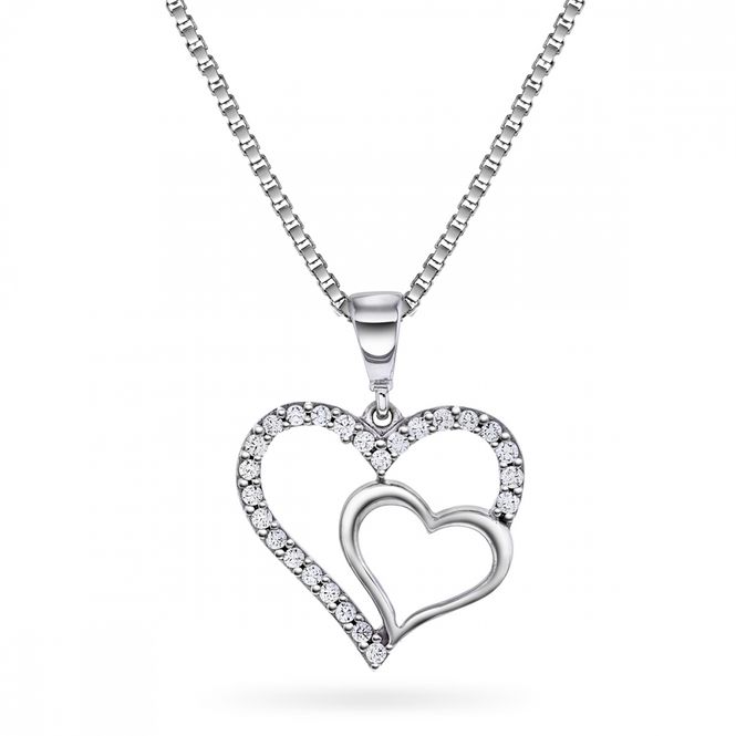 Hovedbilde Hvittgull hjerteanheng med zirkonia 52329