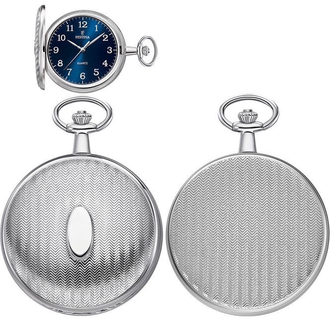 Hovedbilde Festina lommeur savonett, quartz, blå skive, Ø 49 mm, m/kjede 