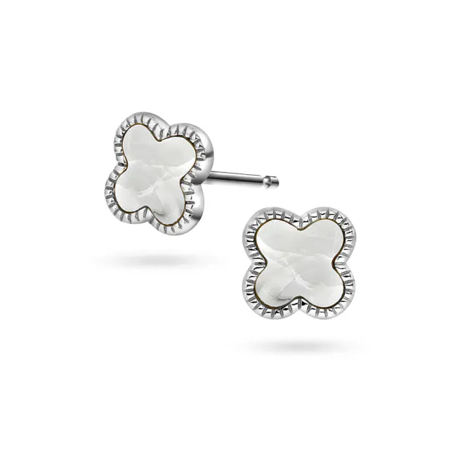 Hovedbilde Kløver øredobber sølv perlemor 992641
