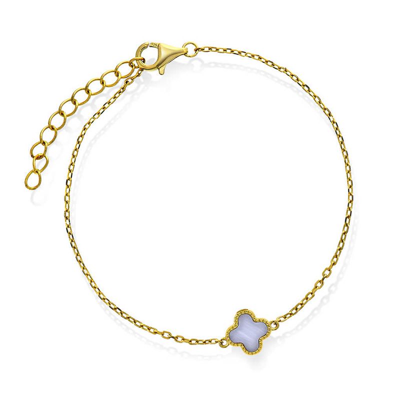 Kløver armbånd i sølv lyseblå 992248