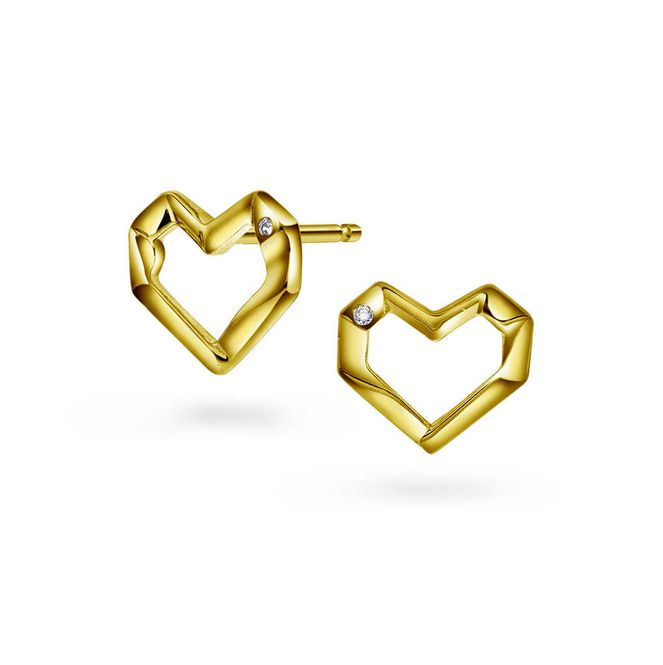 Hovedbilde Øredobber i forgylt sølv med hjerte 991861