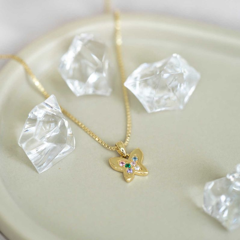 Smykke i sølv med zirkonia sommerfugl 25350