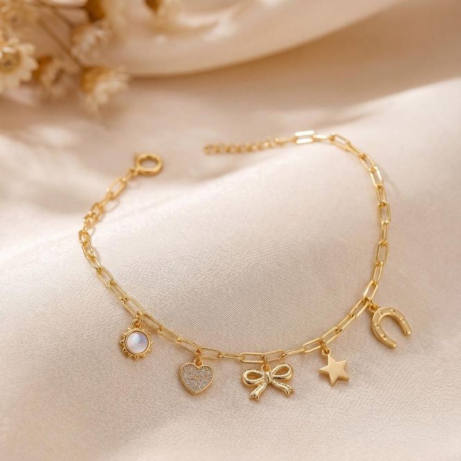 Hovedbilde Ankelkjede sølv charms 60158