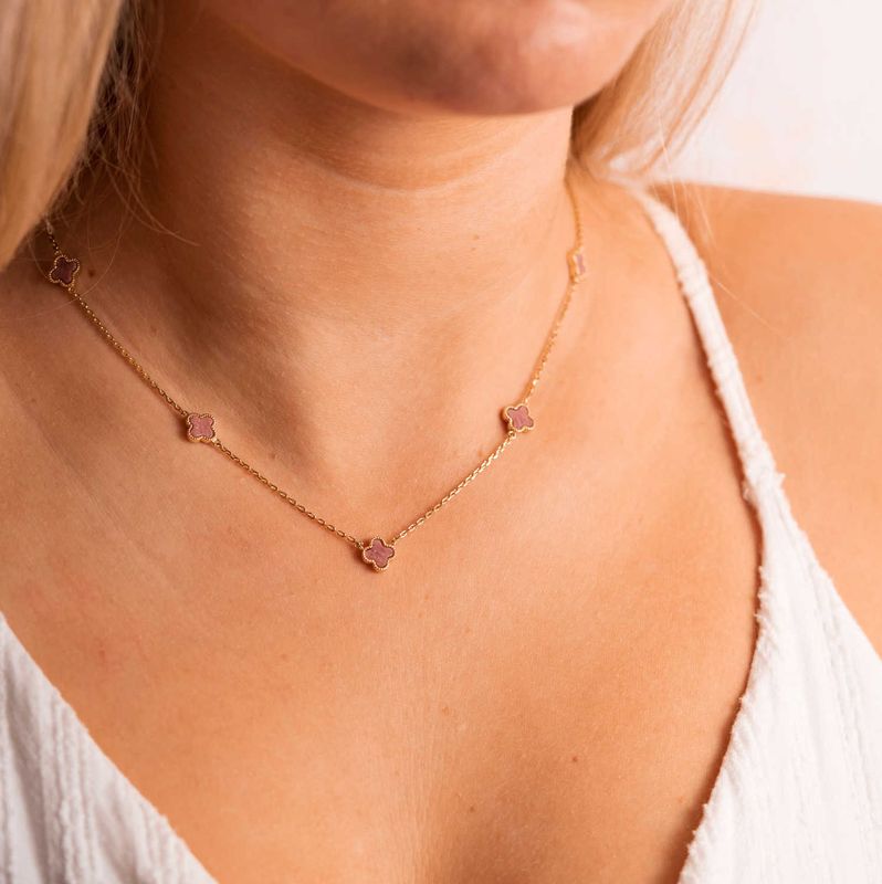 Kløver smykke i sølv rosa 992032