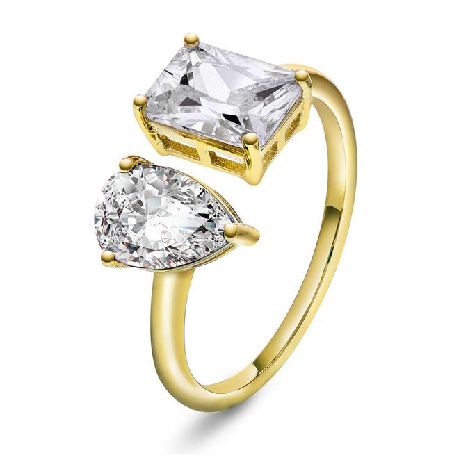 Hovedbilde Viva Vegas ring I forgylt sølv med zirkonia 992083