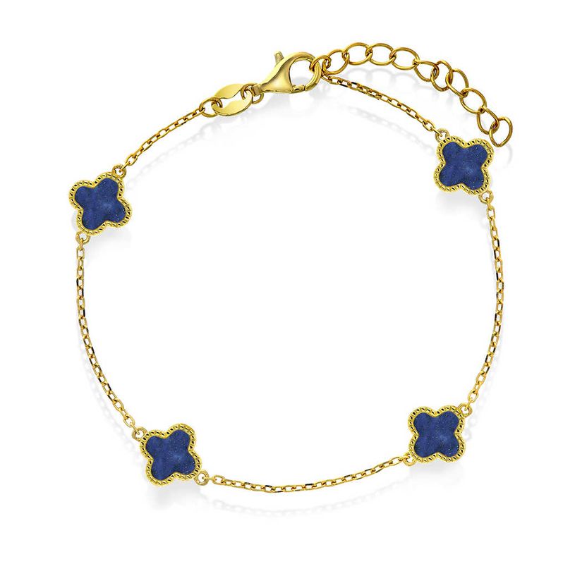 Kløver armbånd i sølv havblå 992038