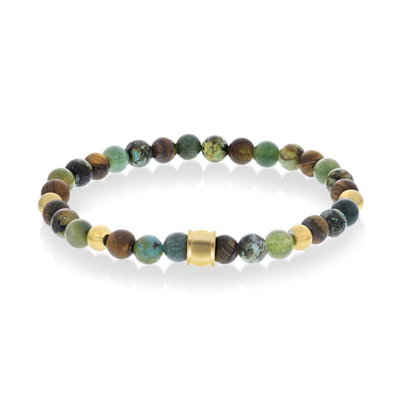 Armbånd stål/perlemix grønn 972508