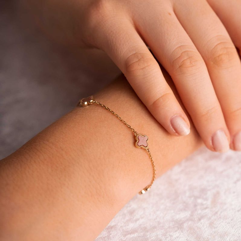 Kløver armbånd i sølv rosa 992037