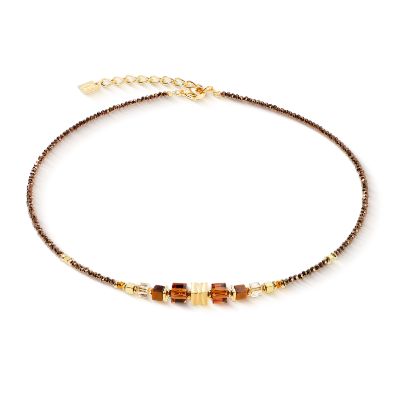 COEUR DE LION Necklace Wave Cube Flow Brown 304410-1116