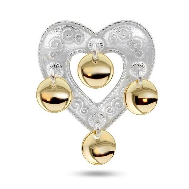 Hovedbilde Hjertesølje hvit med forgylte løv 61052