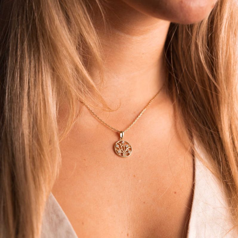 Livets Tre smykke i forgylt sølv 992244