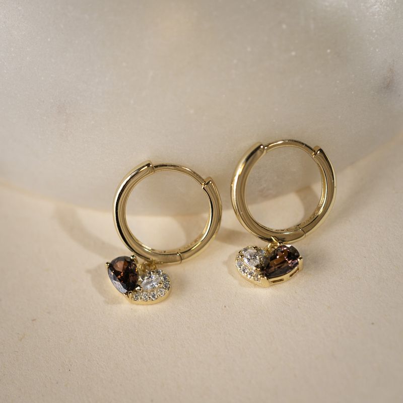 Sammen øredobber sølv zirkonia brun 992428