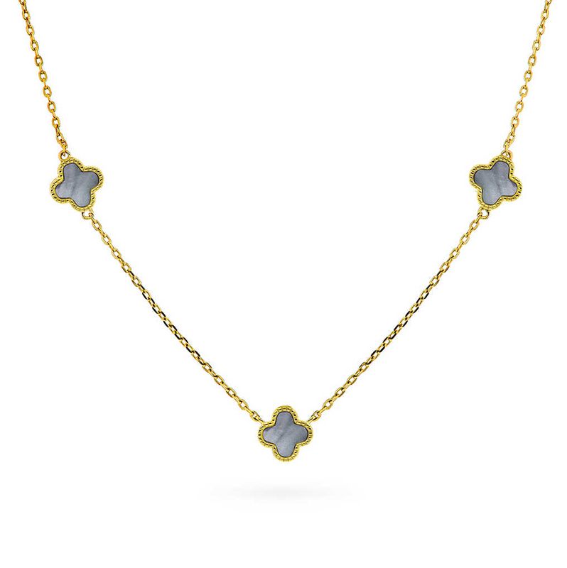 Kløver smykke i sølv grå perlemor 992034