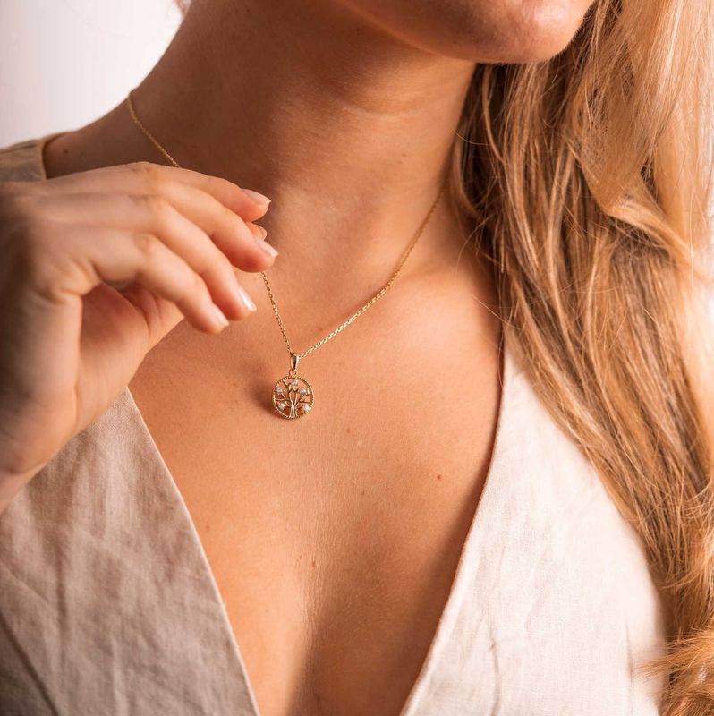 Livets Tre smykke i forgylt sølv 992244